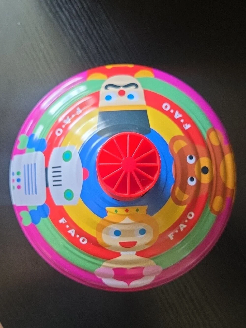 FAO Schwarz Bright Pink Spinning Top with Bear Graphic